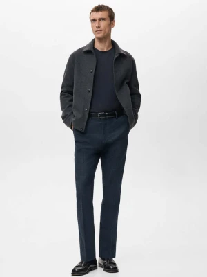 Spodnie flanelowe slim fit granatowy - Mężczyzna - - MANGO MAN