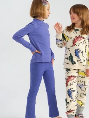 Spodnie flare dla dziewczynki - fioletowe w prążki - Limited Edition