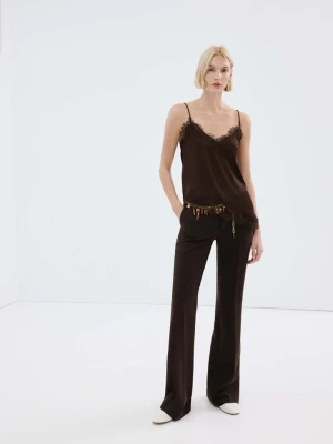 Spodnie flare ze średnim stanem czekoladowy - Kobieta - - MANGO