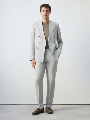 Spodnie garniturowe Amalfi slim fit błękitny - Mężczyzna - - MANGO MAN