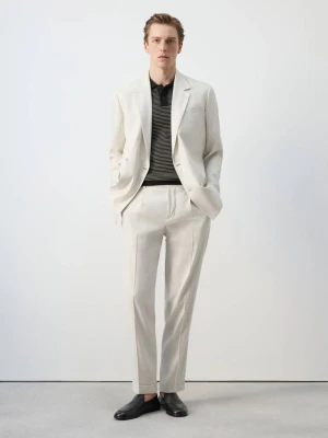 Spodnie garniturowe Boston regular fit kremowy / écru - Mężczyzna - - MANGO MAN