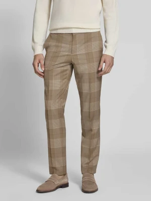 Spodnie garniturowe o kroju extra slim fit z czystej żywej wełny model 'Hogan263X' Hugo Beżowy