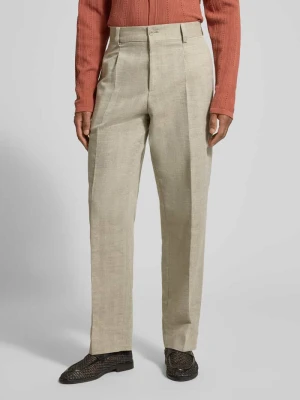 Spodnie garniturowe o kroju nowoczesnym z mieszanką bawełny i lnu HUGO