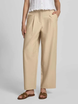 Spodnie garniturowe o kroju slim fit z dodatkiem wiskozy model 'BOSELLA' Pieces Beżowy