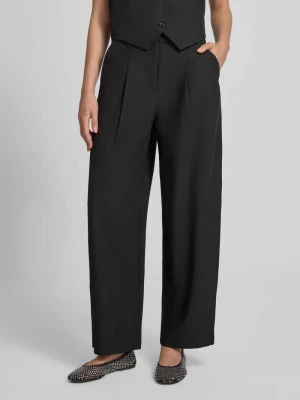 Spodnie garniturowe o kroju slim fit z dodatkiem wiskozy model 'BOSELLA' Pieces Czarny
