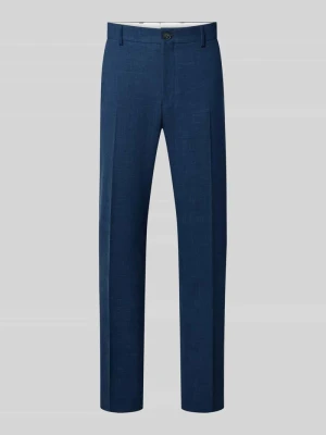 Spodnie garniturowe o kroju slim fit z domieszką wełny i lnu model 'OASIS' Selected Granatowy