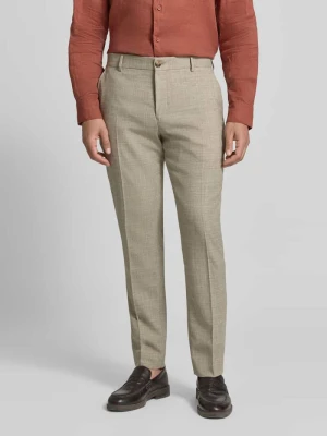 Spodnie garniturowe o kroju slim fit z domieszką wełny i lnu model 'OASIS' Selected Homme Piaskowy
