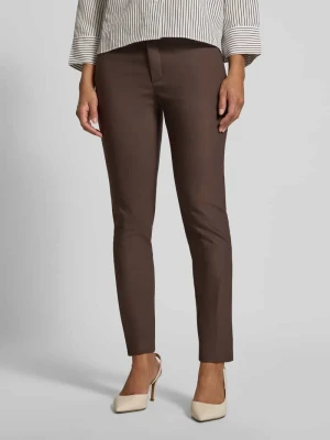 Spodnie garniturowe o kroju slim fit z mieszanka bawełny MOS MOSH Czekoladowy