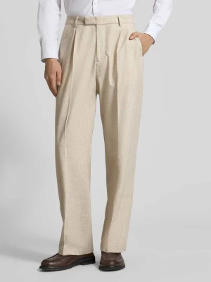 Spodnie garniturowe o kroju straight fit z domieszką wiskozy model 'EDEN' CINQUE
