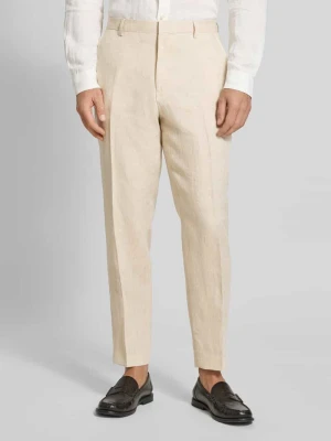 Spodnie garniturowe o kroju tapered z czystego lnu model 'H-PERIN' Boss