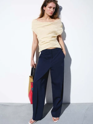 Spodnie garniturowe o prostym kroju z niskim stanem niebieski - Kobieta - - MANGO