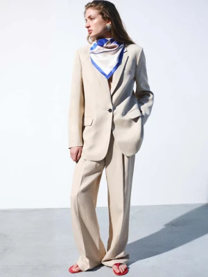 Spodnie garniturowe o prostym kroju ze średnim stanem piaskowy - Kobieta - - MANGO