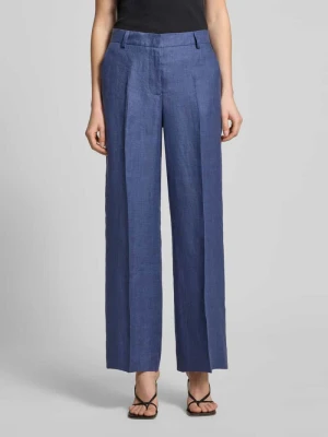 Spodnie garniturowe Straight-Leg z czystego lnu krój regular fit model 'MALIZIA' Weekend Max Mara Ciemnoniebieski