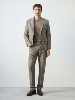 Spodnie garniturowe Turin z 100% wełny średni brązowy - Mężczyzna - - MANGO MAN