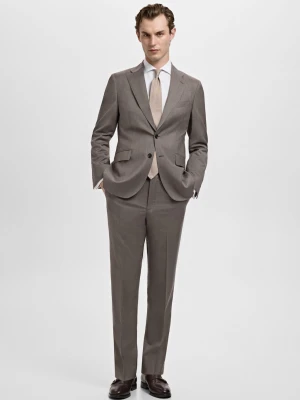 Spodnie garniturowe Venice z 100% wełny dziewiczej średni brązowy - Mężczyzna - - MANGO MAN