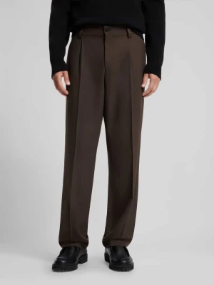 Spodnie garniturowe w kroju modern fit z dodatkiem wiskozy model 'Flips251X' Hugo Ciemnobrązowy