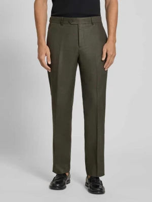 Spodnie garniturowe w kroju regular fit z czystego lnu model 'BAILEY' Selected Ciemnozielony