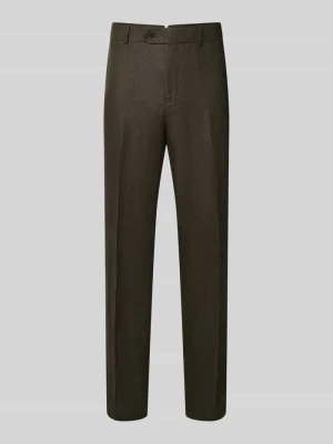 Spodnie garniturowe w kroju regular fit z czystego lnu model 'BAILEY' Selected Ciemnozielony