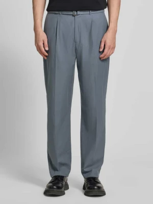 Spodnie garniturowe w kroju straight fit z mieszanka bawełny i lyocellu model 'TURBULENCE' Calvin Klein Średnioszary