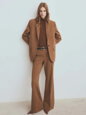 Spodnie garniturowe wide leg karmelowy brąz - Kobieta - - MANGO