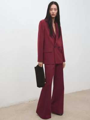 Spodnie garniturowe wide leg winny - Kobieta - - MANGO
