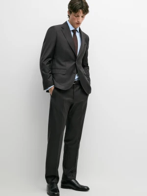 Spodnie Garniturowe Z Chłodnej Wełny - Brudnoszary - Massimo Dutti - Male
