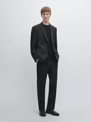 Spodnie Od Garnituru Ze 100% Wełny - Czarny - - Massimo Dutti - Mężczyzna