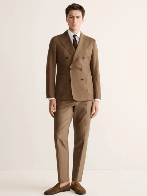 Spodnie garniturowe z lyocellu i bawełny slim fit tabaczkowy brąz - Mężczyzna - - MANGO MAN