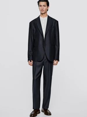Spodnie Garniturowe Z Mieszanki Wełny – Limited Edition - Granatowy - Massimo Dutti - Male