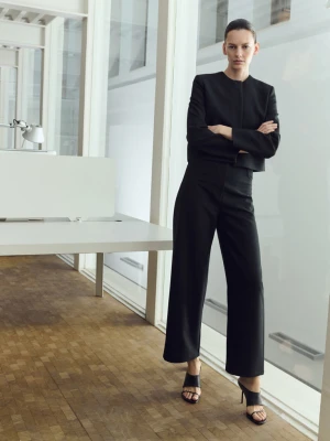 Spodnie garniturowe z średnim stanem czarny - Kobieta - - MANGO