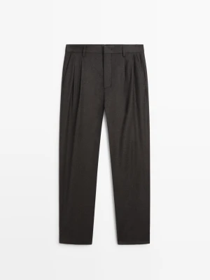 Spodnie Garniturowe Z Wełny - Brązowy - Massimo Dutti - Male