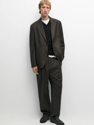 Spodnie Garniturowe Z Wełny - Brązowy - Massimo Dutti - Male