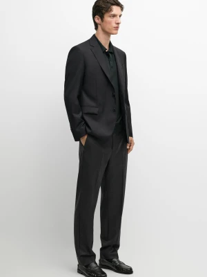 Spodnie Garniturowe Ze 100% Wełny - Brudnoszary - Massimo Dutti - Male