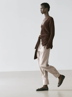 Spodnie Garniturowe Ze Sprzączką - Beżowy - - Massimo Dutti - Kobieta