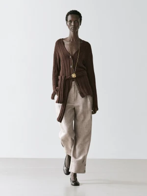 Spodnie Garniturowe Ze Sprzączką - Beżowy - - Massimo Dutti - Kobieta