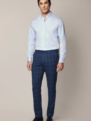 Spodnie Granatowe w Kratę z Elastycznym Pasem Lytham Lancerto