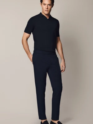 Spodnie Granatowe z Elastycznym Marszczonym Pasem Tiago Lancerto