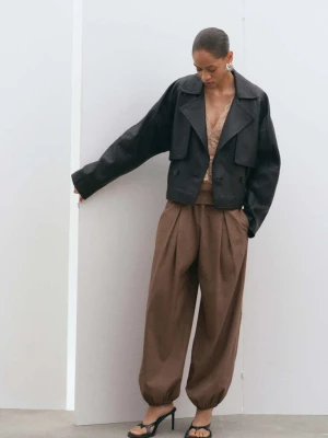 Spodnie haremki z wysokim stanem średni brązowy - Kobieta - - MANGO