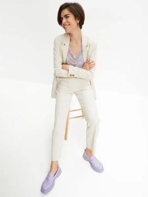 Spodnie high-waist z mieszanki wiskozy z lnem bonprix