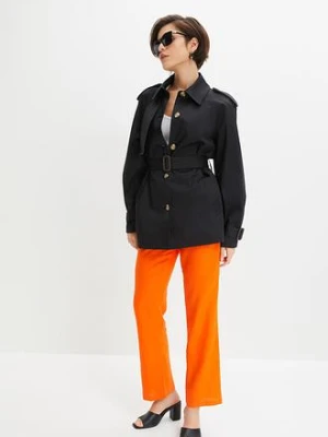 Spodnie high-waist z mieszanki wiskozy z lnem bonprix