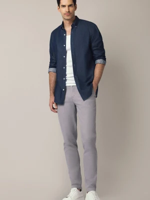 Spodnie Jasnoszare Chino z Elastycznym Pasem z Bawełną Mikkeli Lancerto