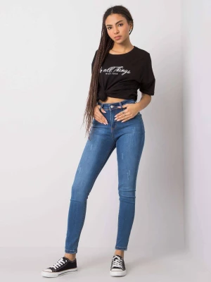 Spodnie jeans jeansowe ciemny niebieski casual rurki Rue paris