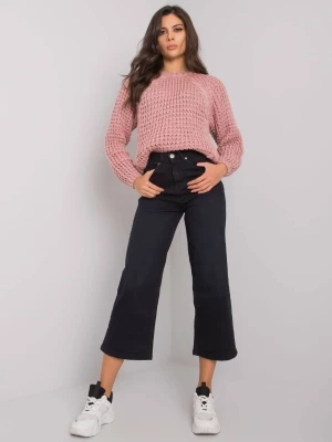 Spodnie jeans jeansowe czarny wide leg guziki Merg selection