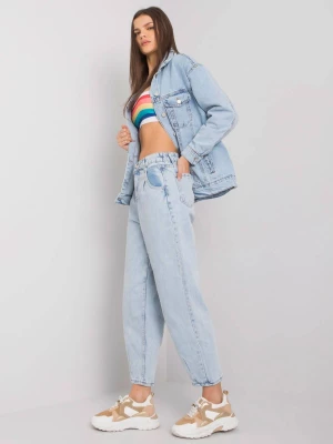 Spodnie jeans jeansowe jasny niebieski mom guziki Merg selection