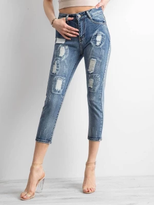 Spodnie jeans jeansowe niebieski casual przetarcia Merg selection