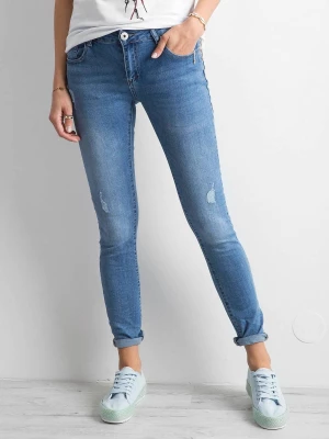 Spodnie jeans jeansowe niebieski casual przetarcia Merg selection