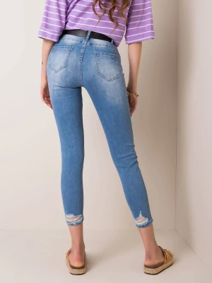 Spodnie jeans jeansowe niebieski casual rurki dziury Merg selection