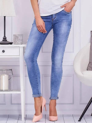 Spodnie jeans jeansowe niebieski casual rurki Merg selection