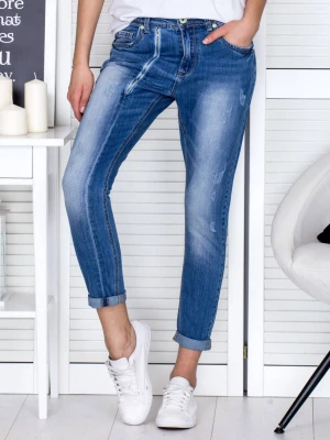 Spodnie jeans jeansowe niebieski casual rurki Merg