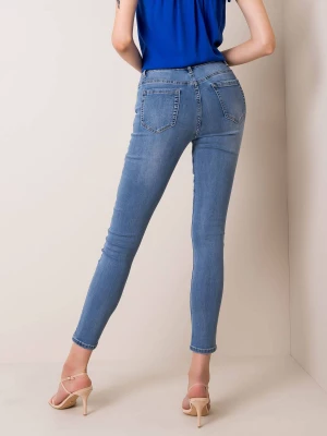 Spodnie jeans jeansowe niebieski casual rurki dziury Merg